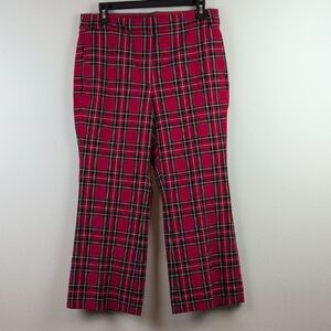 J. Crew Red Tartan Plaid Kelsey Pant Size 12P Preppy NWT Cropped Flare Trouser